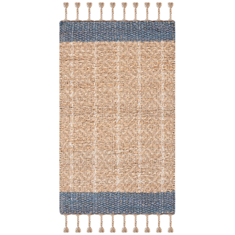 Kevin Hand-Woven Cotton/Jute Gray/Beige Area Rug, Rectangle 3' x 5'