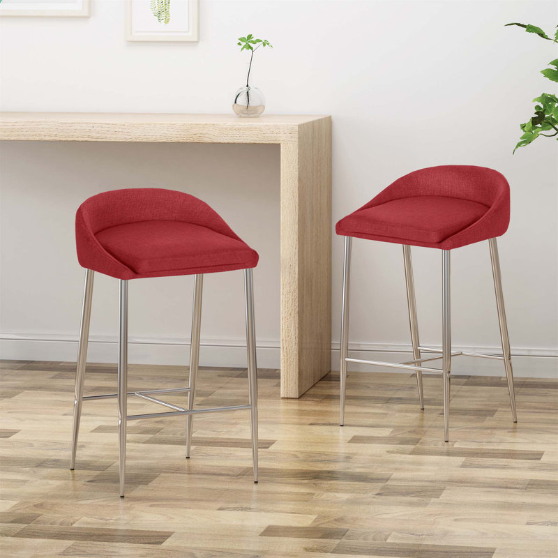 Tabouret de comptoir rembourré 26 po Shounda, Red