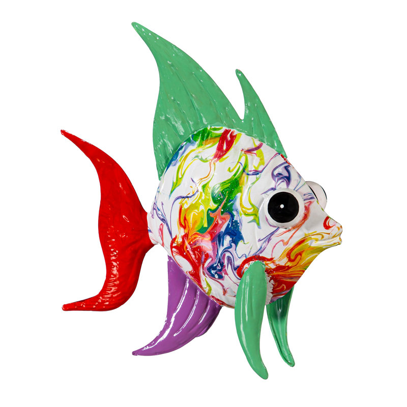Statuaire de poissons arc-en-ciel, teinture sur marbre