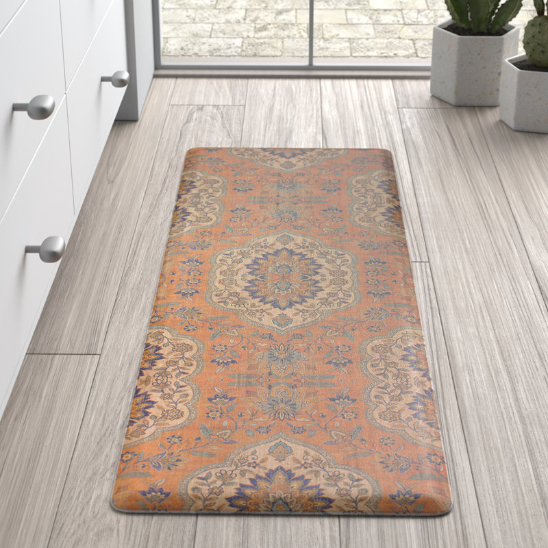 Caulkins Bohemian Floral Water Resistant Anti-Fatigue Non-Skid Kitchen Mat, 0.5" H x 60" L x 20" W