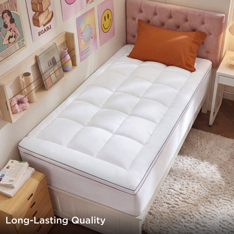 Surmatelas pour lit simple / simple TG pour dortoir et université, surmatelas blanc respirant avec poche profonde, Lit simple