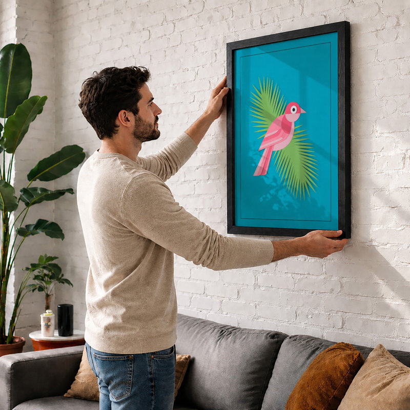 Bird Among Palms Tropical - Print, Unframed, A1 - 84.1 x 59.4 cm