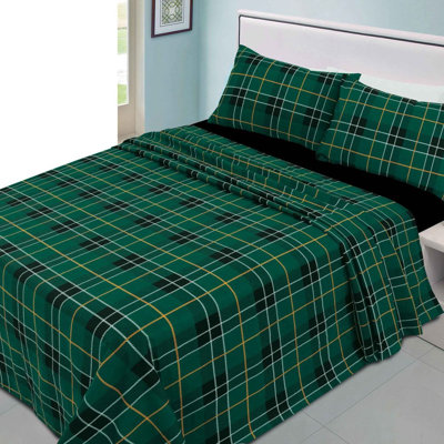 Tartan Check Thermal 100% Brushed Cotton Flannelette Sheet Set