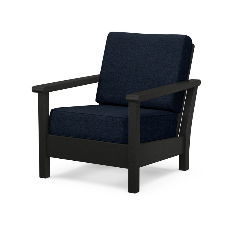 Chaise à assise profonde Harbor, Noir, Marine Indigo