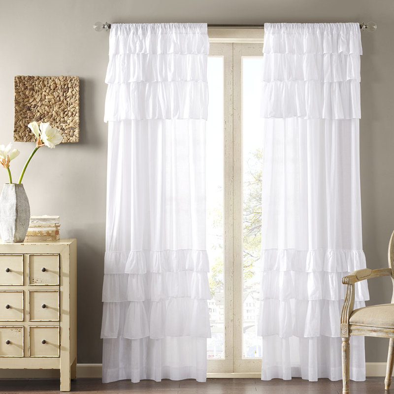 100% coton avec passe-tringle Anna, l 50" x L 84", Blanc
