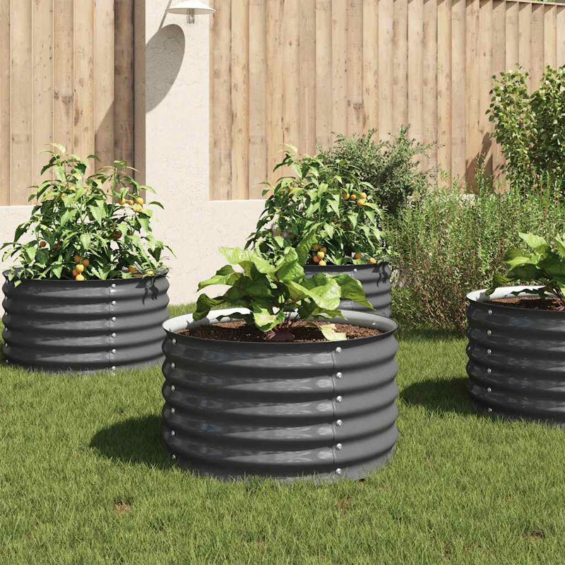 Jardinière pour jardin en acier galvanisé gris