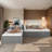 117.6" W L-Shaped Platform Bed With Trundle And Drawers, Linked With Built-In Desk, Twin, Grey-1650688100