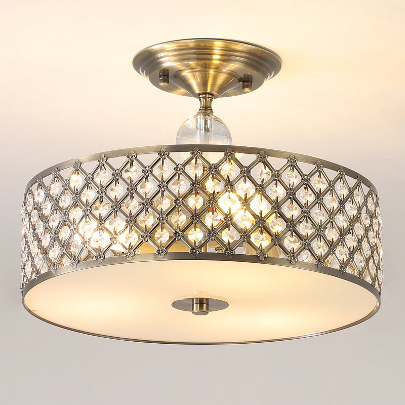 Salas Semi Flush Mount, Antique Brass