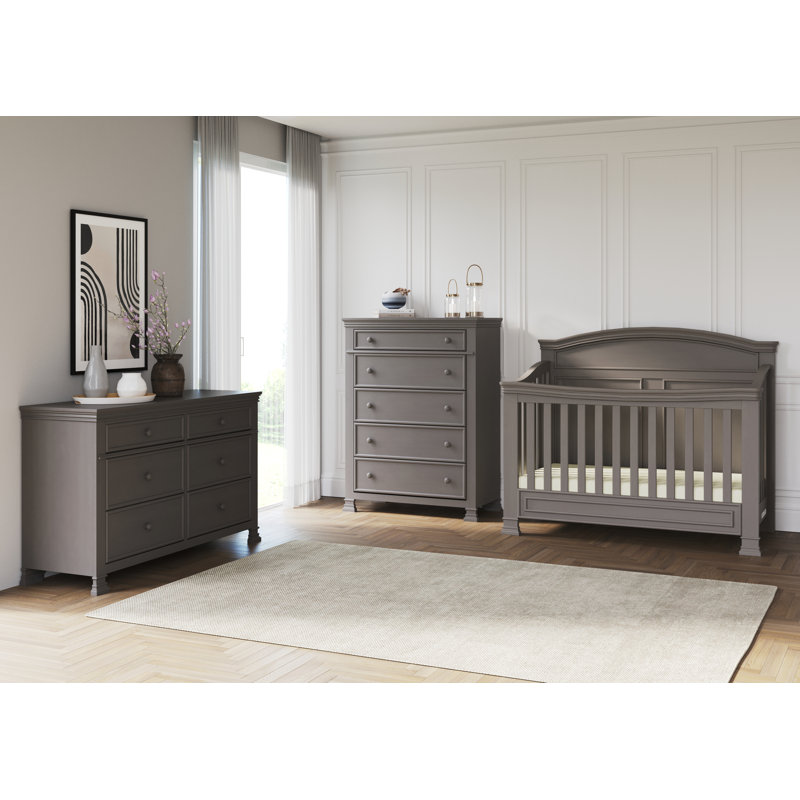 Commode en bois massif à 5 tiroirs de 38 po de large Westgate - entièrement assemblée, Gris