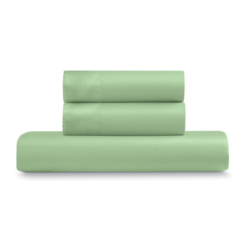 Ensemble de housse de couette 100% satin de coton EJ Classic - lisse et respirant, Grand lit, Olive