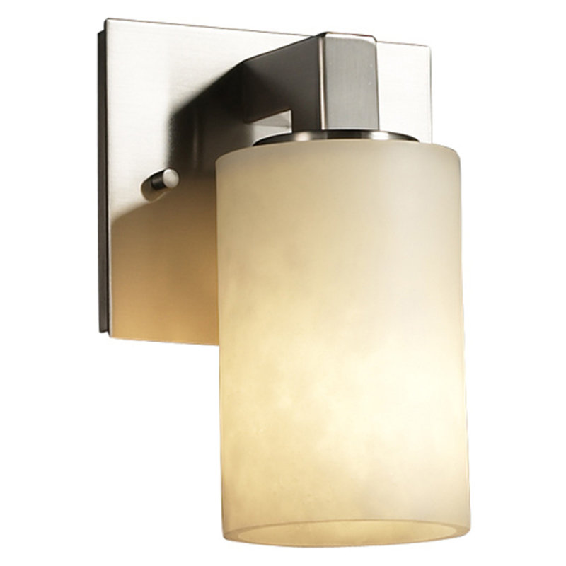Ainka Armed Sconce, Brushed Nickel, Round Flared