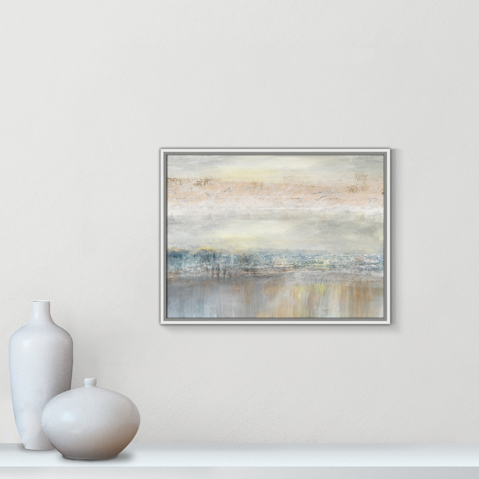 Electra "From A Distance" Painting by Nan, Picture Framed Canvas, 19.5" H x 25.5" W, Black