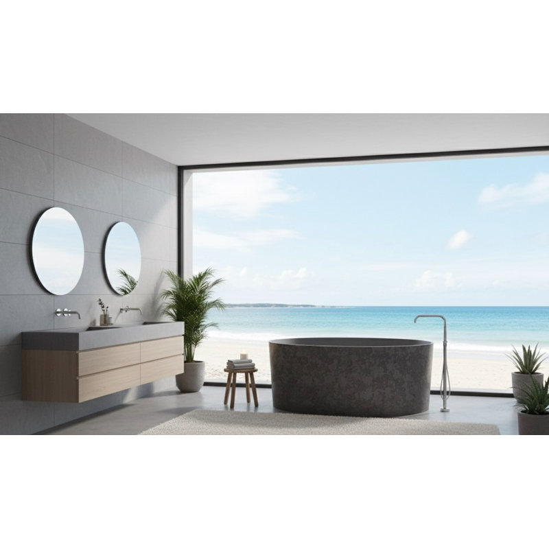Baignoire autoportante 58,9 po, Gris