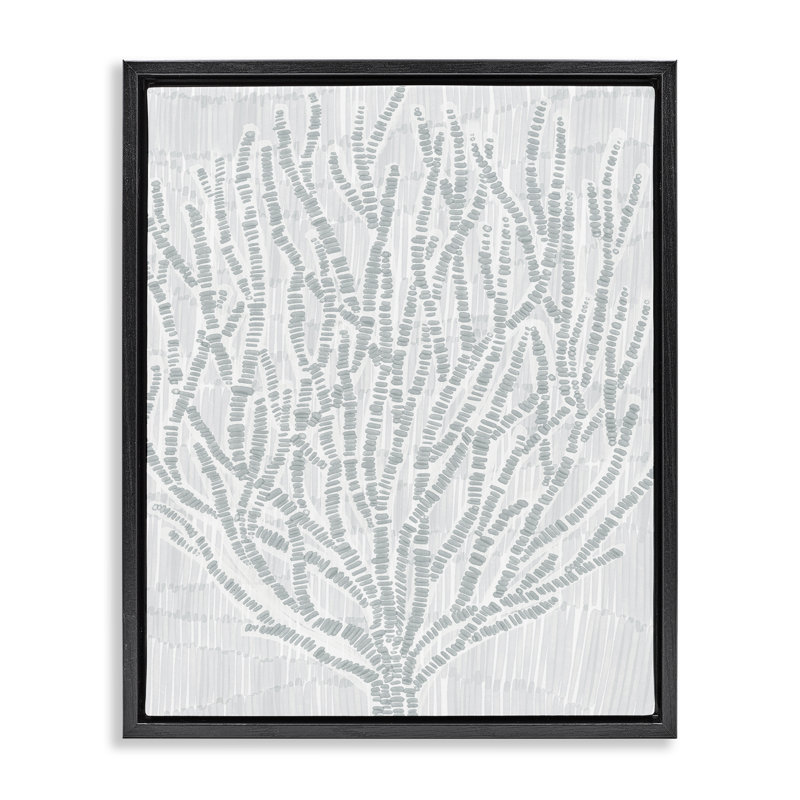 Art mural en toile croisée avec brindilles de corail par Jetty Home, LLC, H 31 po x l 25 po, Cadre flottant noir de jais