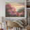 Rhododendron au sommet d'une montagne au coucher du soleil - Art sur bois de rhododendron sur bois de pin naturel