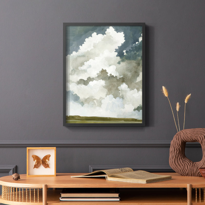 «Vast Neutral Sky I», reproduction encadrée - bois massif, H 14 po x l 11 po, Noir