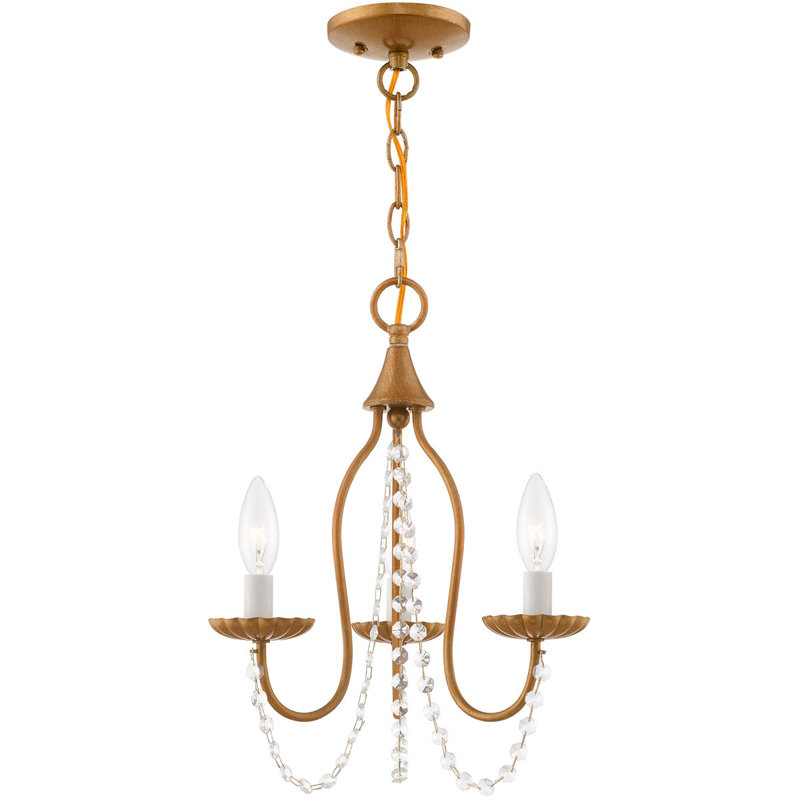 Lustre 3 lumières Katron, Feuille d'or antique