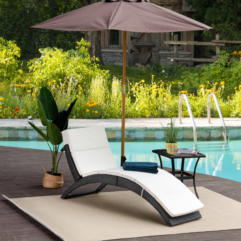 Semple Single Chaise with Cushions, Black