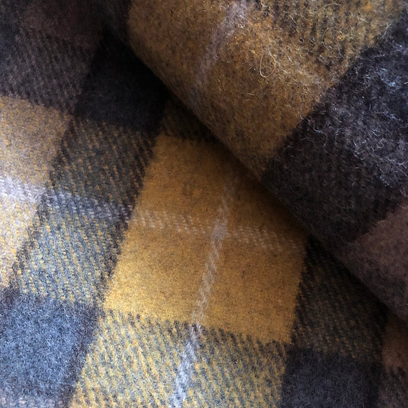 Hand Woven Throw Blanket, Grey/Yellow/Brown