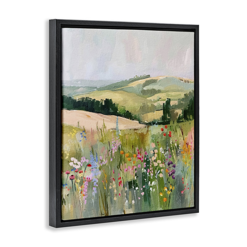  "Pastel Countryside Meadows", art mural sur toile par RileyB, Cadre flottant noir de jais, H 21 po x l 17 po