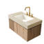 Comptoir en pierre frittée de 36 po à motif avec lavabo rectangulaire encastré en céramique, trois trous de robinet standard, trou de trop-plein, conception épaissie pour la durabilité, couleur principale beige, profondeur 35,32 po, 18,89 po