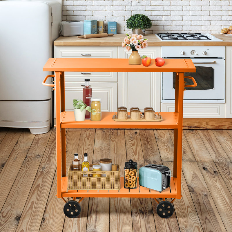 Phinn Metal Bar Cart, Orange