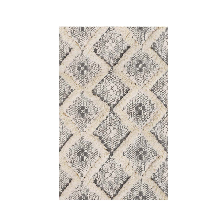 Cairo Geometric Handmade Tufted Cotton/Wool Dove/Gray Area Rug