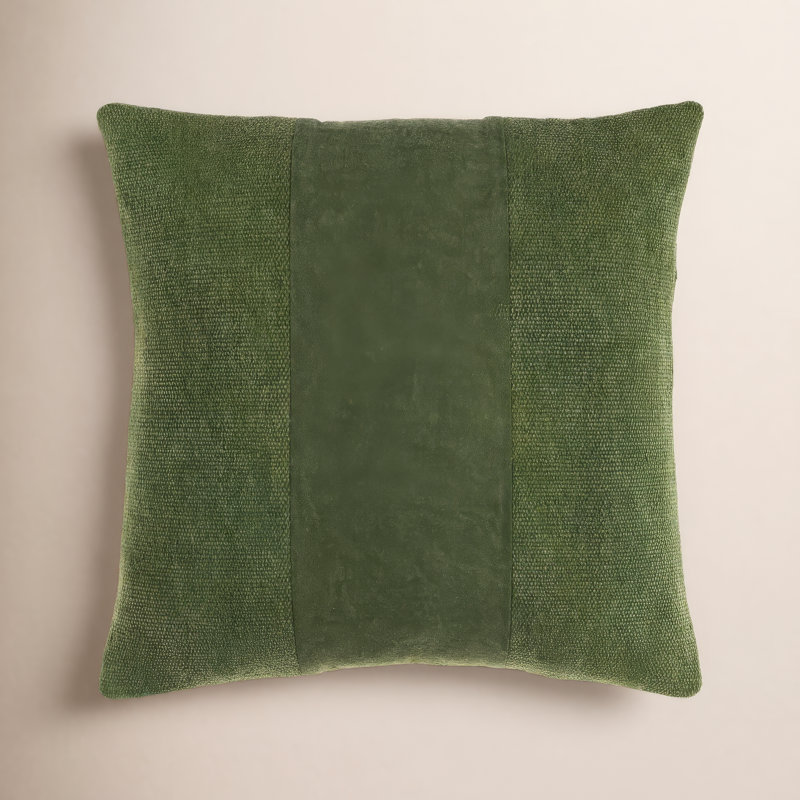 Dunbar Striped Cotton Pillow Cover, 18" x 18", Dark Green
