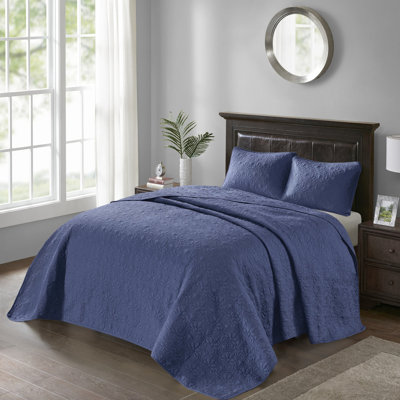 Oversized Reversible Bedspread - Navy Queen Comfortable Cotton Filling Quilting For Decor In Size Adds A Touch Of Elegance To Bedroom