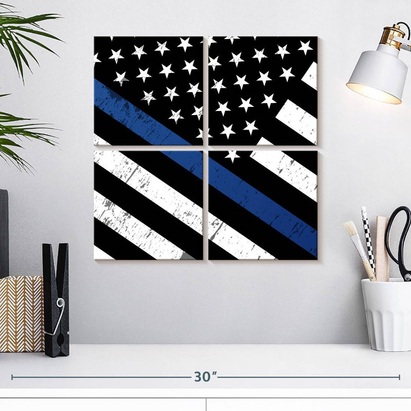 Drapeau de soutien de la police américaine, H 18 po x l 18 po