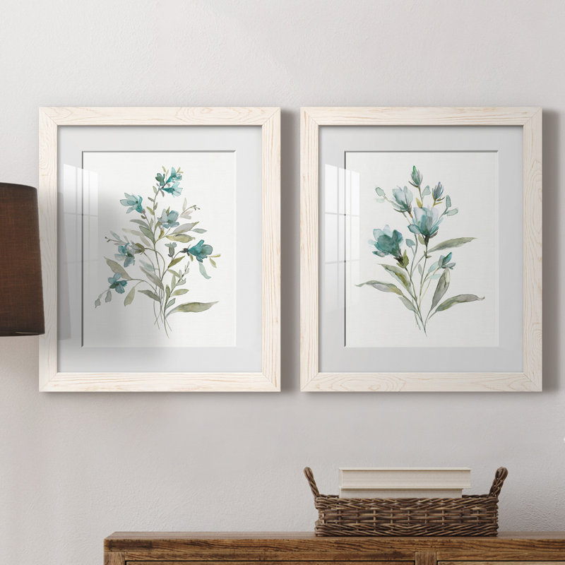 Linen Botanical III - ensemble de 2 reproductions d'art, H 20 po x l 17 po x P 1 po, Papier encadré blanc, Blanc