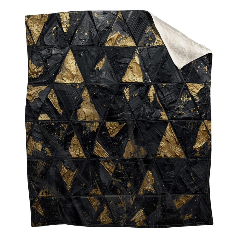 Couvertures triangulaires noires et dorées, L 60 po x H 80 po