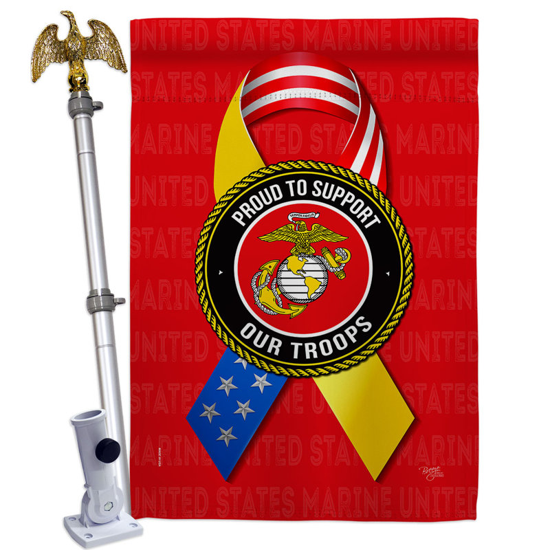 Ensemble de drapeaux en mélange de polyester 40 x 28 po à 2 côtés, Corps des Marines