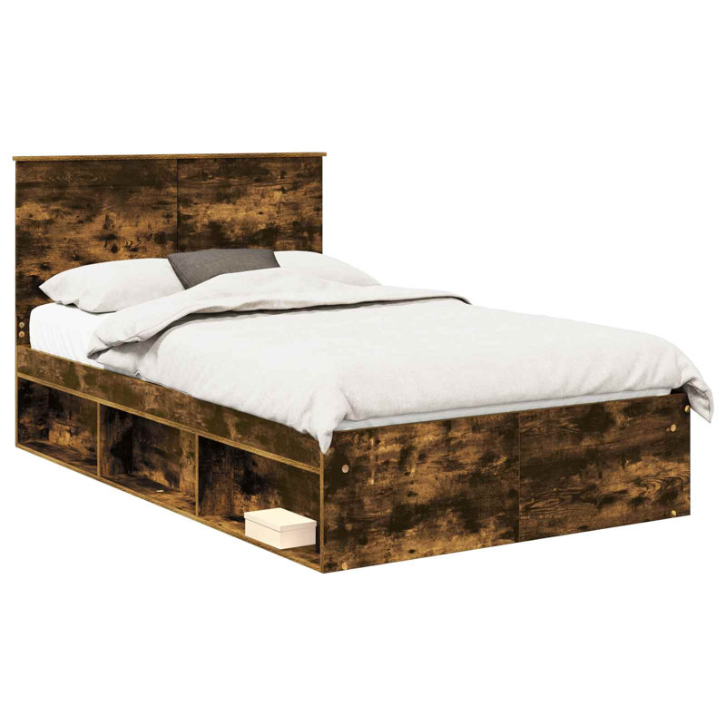 Solid Wood Bed, Small Double (4'), Smoked Oak