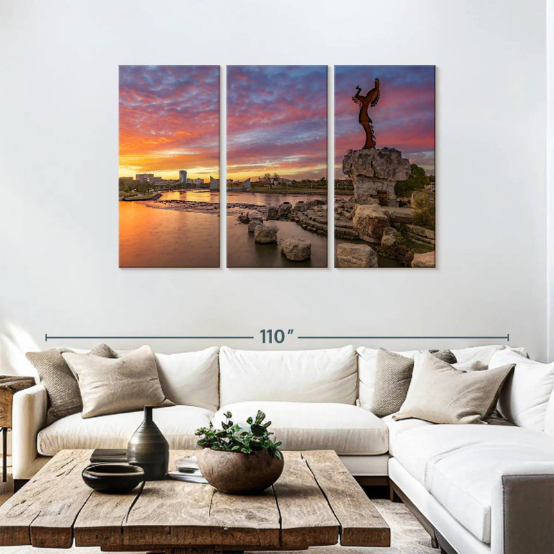 Camion Wichita, coucher de soleil, horizon, H 48 po x l 74 po