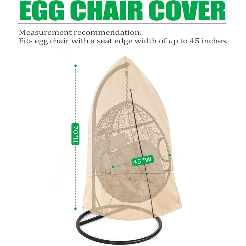 Beige Waterproof Outdoor Patio Egg Chair Cover, 70'' H x 45'' W
