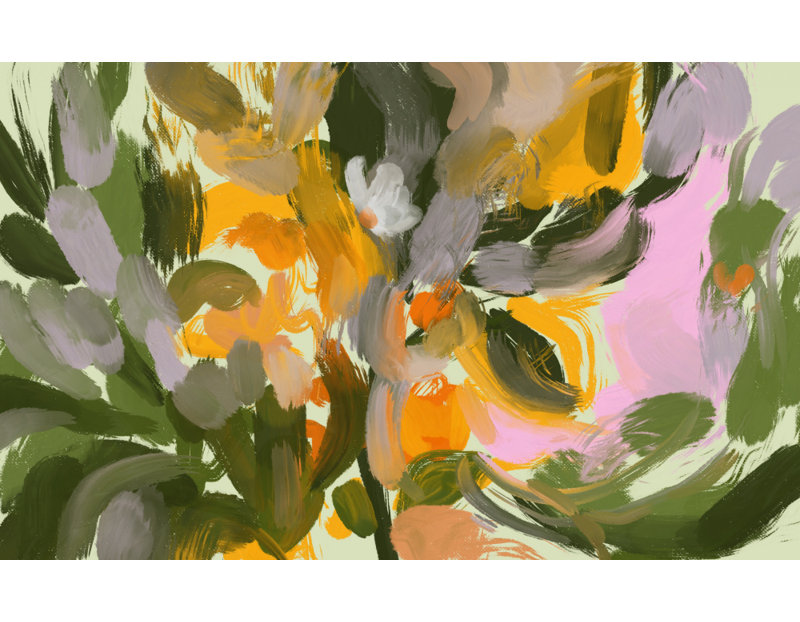Vibrant Abstract Flowers by Josie George — Botanical Wall Art, Tan, 24 × 16, Framed Print