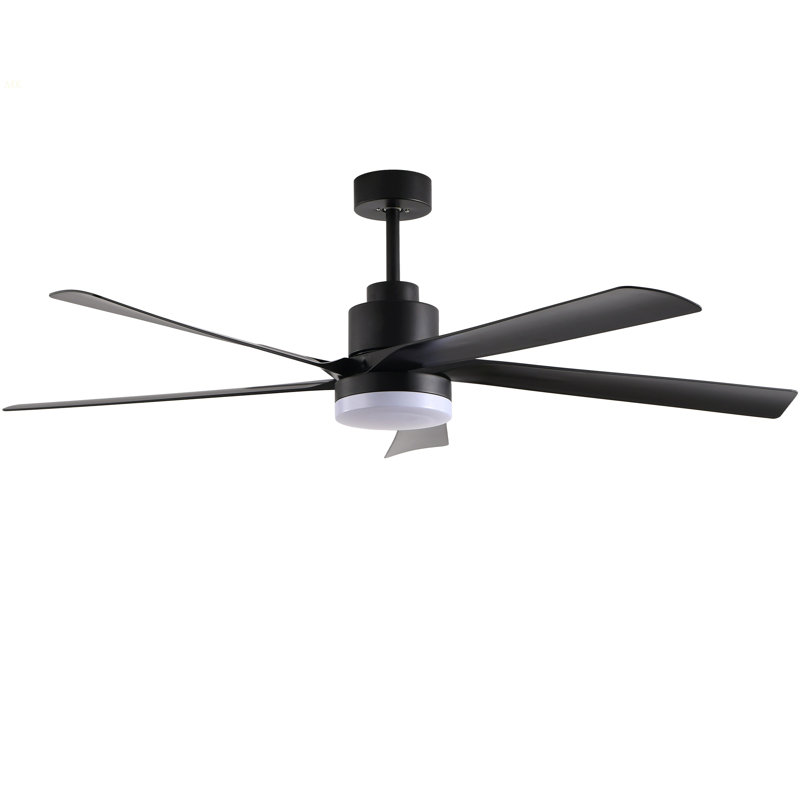 65 Inch Black Ceiling Fan With Light, 5-Blade Dimmable LED Ceiling Fan With Remote Control, Modern Quiet Design For Living Room And Bedroom (Silent/6-Speed/Reversible/DC Motor)