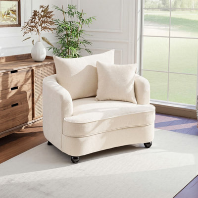 40'' Oversized Modern Upholstered Chenille Sofa, 28'' Wide‑Seat Sofa with Storage Ottoman