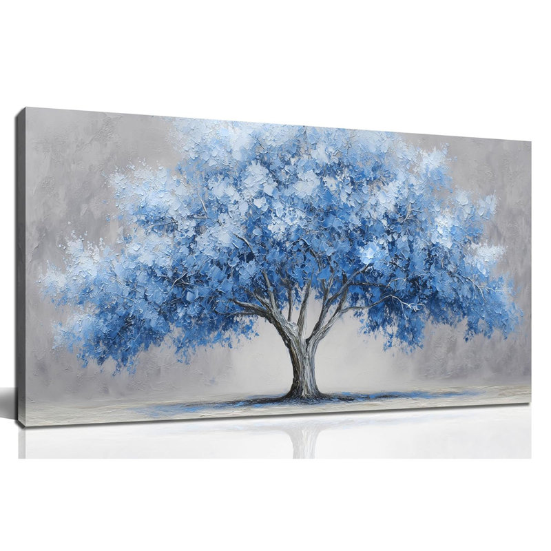 Arbre de vie, art mural pour le salon, décoration murale bleue pour bureau