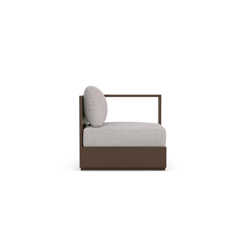 Sydney Left Arm Chair Charcoal + Slate Cushion, Fawn, Bronze