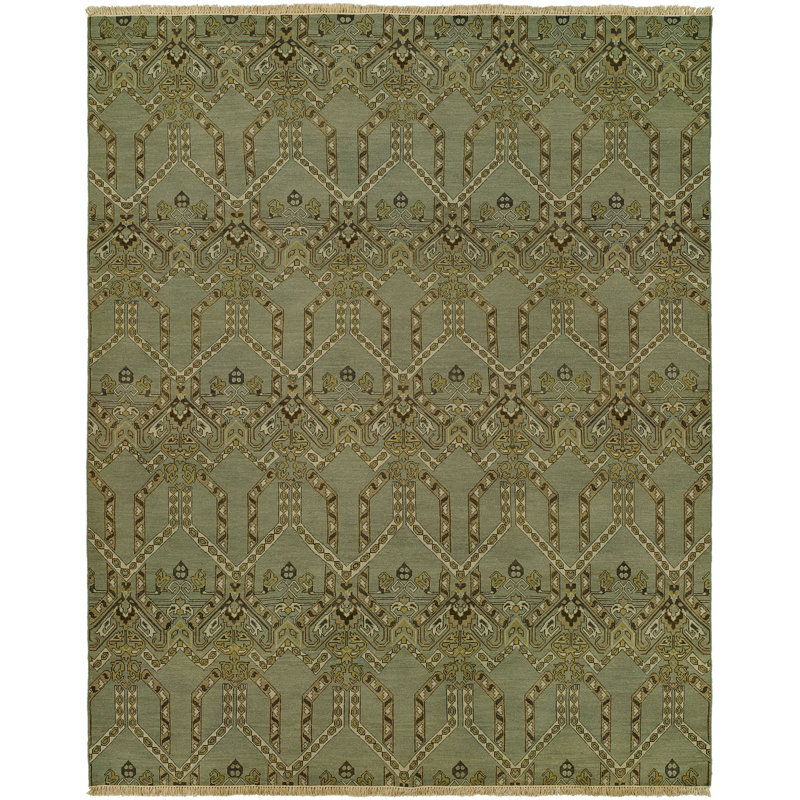 Tapis géométrique en laine tissé à plat à la main Mccaffrey, Rectangle 2 pi x 3 pi