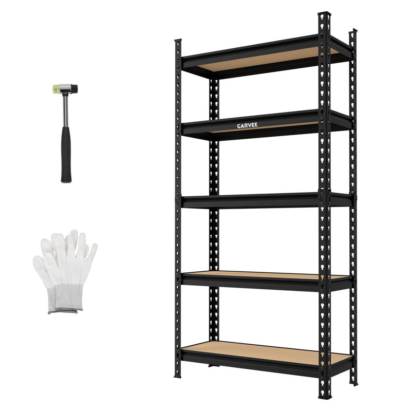 Étagère de rangement en bois de fer Panneau de fibres à densité moyenne à 5 niveaux Support compact 2204LBS pour la maison 75 cm 30 cm 152 cm