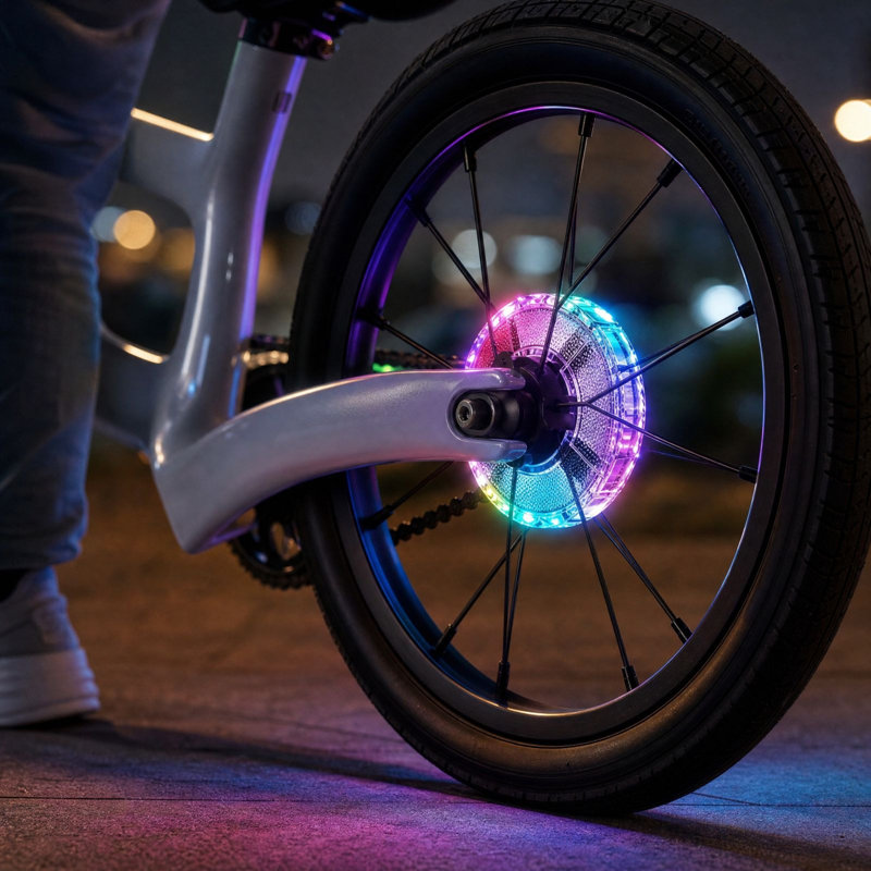 Liquide réparateur 350 Ah, éclairage DEL RVB divisé pour roue de vélo, lumière colorée agréable pour les yeux pour une sécurité nocturne optimale à vélo