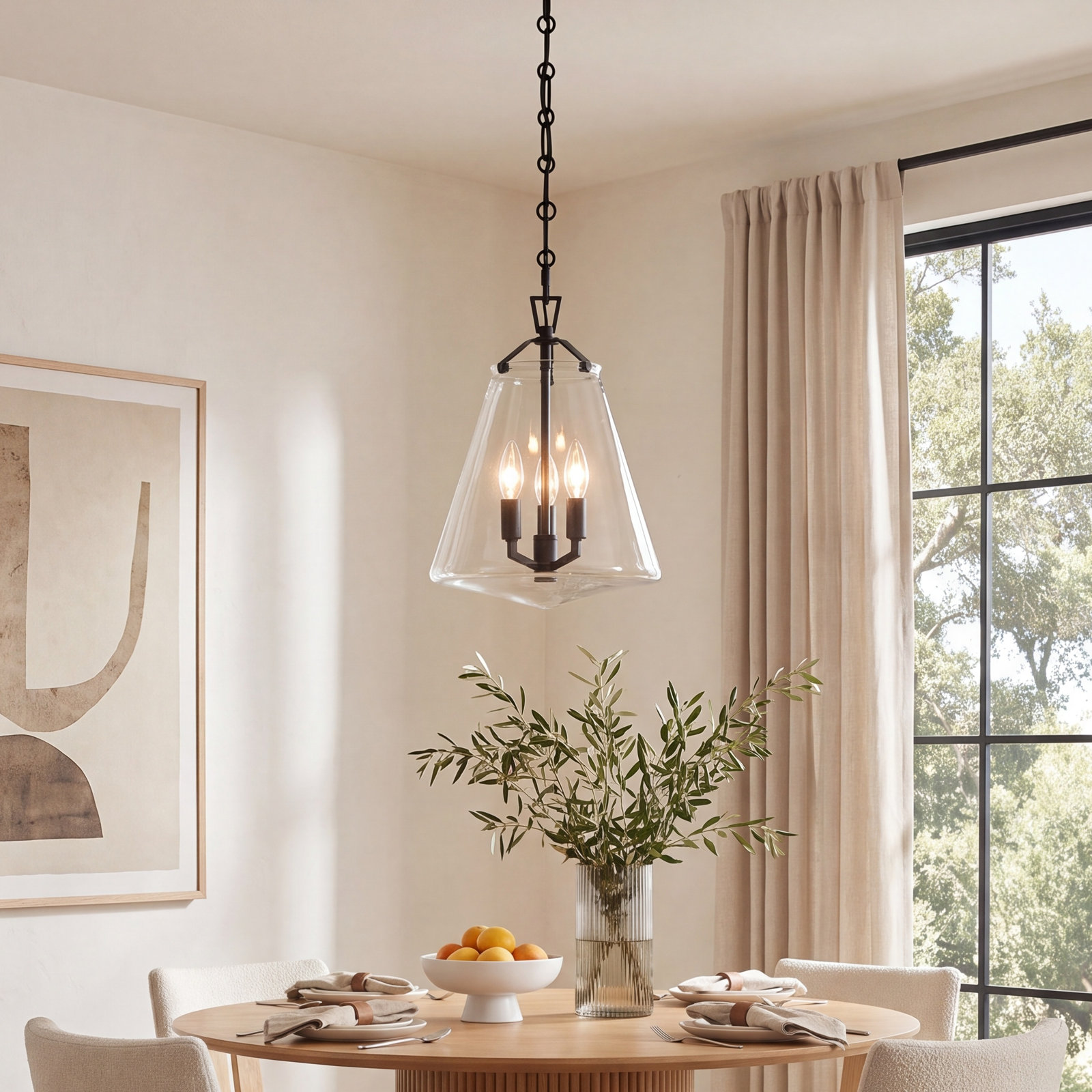 3 - Light Metal Dimmable Bell Chandelier