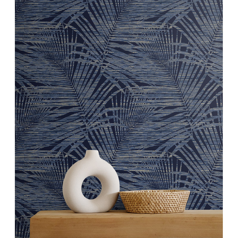 Tommy Bahama Shadow Palms Peel And Stick Wallpaper Roll, Indigo