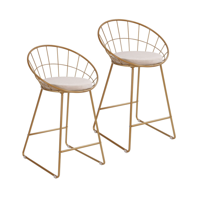 Alize Bar Stool, Counter Stool (24.02" Seat Height), Gold/White