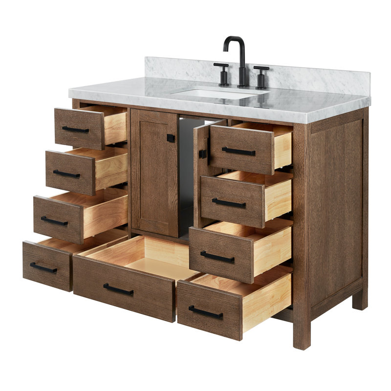 Grevera 49" Single Bathroom Vanity Set, Brown Oak, Rectangular