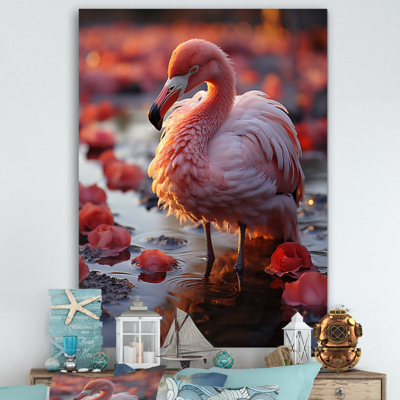 «Pink Flamingo Paradise I», reproduction sur toile, Toile tendue, H 40 po x l 30 po x P 1,5 po