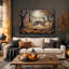 «Run Hare In Autumn Forest With Falling Leaves», art mural sur toile-820282481